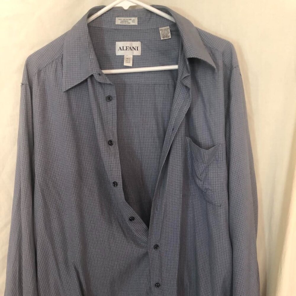 ALFANI MENS silk oxford shirt- Size 16 1/2 34-35 Large